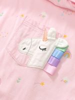 Arrival Autumn Girls Long Sleeves Rainbow And Unicorn Pattern Crew Neck Dress - Image 5
