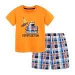 Summer Baby Kids Cartoon Pattern T-shirt and Plaid Shorts Casual Clothing Set for Boys - Image 2