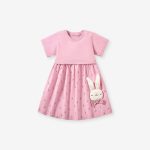 Summer Arrival Animals Cartoon Pattern Short Sleeves Floral Dress for Stylish Girls - Image 6