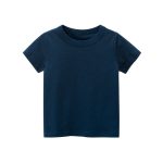 Baby Kids No Pattern Solid Color Short-Sleeved Tops In Summer Outfit Wearing - Image 6