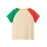 Summer Boys’ Letters Pattern Color Patchwork T-shirt in European and American Style - Image 2