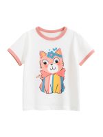 Summer Girls’ Cartoon Cats Pattern Printed T-shirt in European and American Style - Image 5