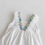 Summer Arrival Baby Girls Cute Sleeveless Colorful Flowers Decorated Strap Onesies - Image 3