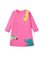 Design Autumn Girls Vivid Dots And Animals Pattern Long Sleeves Dress - Image 7