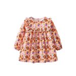 Autumn Arrival Baby Kids Girls Floral Pattern Long Sleeves Crew Neck Dress