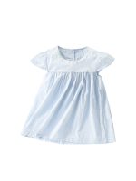 Summer Arrival Girls’ Simple Plaid Short Sleeves Light Blue Dress - Image 5