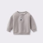 Baby Unisex Kids Plain Rainbow Embroidery Logo Crew Neck Long Sleeve Pullover - Image 19