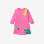 Design Autumn Girls Vivid Dots And Animals Pattern Long Sleeves Dress - Image 2