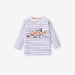 Arrival Autumn Kids’ Long Sleeves Cartoon And Striped Pattern T-Shirt In European And American Style For Summer - Image 2