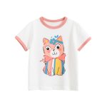 Summer Girls’ Cartoon Cats Pattern Printed T-shirt in European and American Style - Image 8