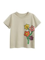 Summer Girls’ Cartoon Flowers Printed T-shirt in European and American Style - Image 5