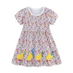 Summer Arrival Animals Cartoon and Flowers Pattern Short Sleeves Dress for Stylish Girls - Image 8