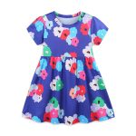 Summer Arrival Colorful Flowers Pattern Short Sleeves Crew Neck Dress for Stylish Girls - Image 6