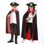 Halloween Pirate Cape Hats 3-Piece Sets, Cape, Hat, Eye Patch. - Image 5