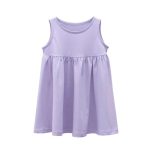 Baby Girls Solid Round Collar Design Sleeveless Dress In Summer - Image 32