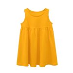 Baby Girls Solid Round Collar Design Sleeveless Dress In Summer - Image 28