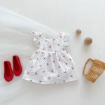 Summer Arrival Baby Girls Sleeveless Cherry Print Onesies Dress