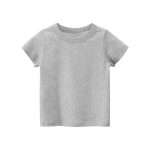 Baby Kids No Pattern Solid Color Short-Sleeved Tops In Summer Outfit Wearing - Image 27