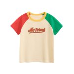 Summer Boys’ Letters Pattern Color Patchwork T-shirt in European and American Style - Image 11