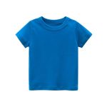 Baby Kids No Pattern Solid Color Short-Sleeved Tops In Summer Outfit Wearing - Image 7