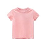 Baby Kids No Pattern Solid Color Short-Sleeved Tops In Summer Outfit Wearing - Image 47