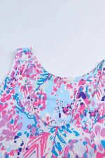 Purple Abstract Floral Print Sleeveless Maxi Dress - Image 3