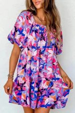 Purple Flower Mini Dress - Image 6