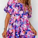 Purple Flower Mini Dress