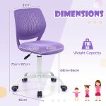 NNECW Adjustable Mid Back Children Study Chair with Adjustable Height for Office-Purple - Image 4