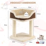 NNECW Compact Cat Tree Tower for Scratching Relaxing &amp Sleeping-Beige - Image 4