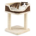 NNECW Compact Cat Tree Tower for Scratching Relaxing &amp Sleeping-Beige - Image 2