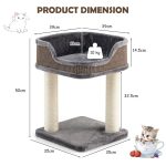 NNECW Compact Cat Tree Tower for Scratching Relaxing &amp Sleeping-Grey - Image 3