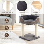 NNECW Compact Cat Tree Tower for Scratching Relaxing &amp Sleeping-Grey - Image 4
