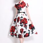 Romantic Rose Lapel Collar Shirt Dress