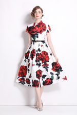 Romantic Rose Lapel Collar Shirt Dress - Image 6