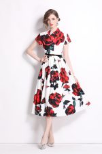 Romantic Rose Lapel Collar Shirt Dress - Image 2