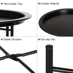Black Round Coffee Table with Detachable Tray - Image 2