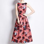 Sleeveless High Waisted Structured Cut A Line Dress