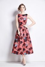 Sleeveless High Waisted Structured Cut A Line Dress - Image 9