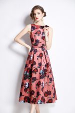 Sleeveless High Waisted Structured Cut A Line Dress - Image 2