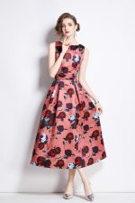 Sleeveless High Waisted Structured Cut A Line Dress - Image 3