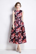 Sleeveless High Waisted Structured Cut A Line Dress - Image 17