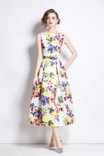 Sleeveless High Waisted Structured Cut A Line Dress - Image 24