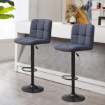 2 krzesła barowe z siedziskiem z tkaniny w kilku kolorach, ciemny szary - Image 5