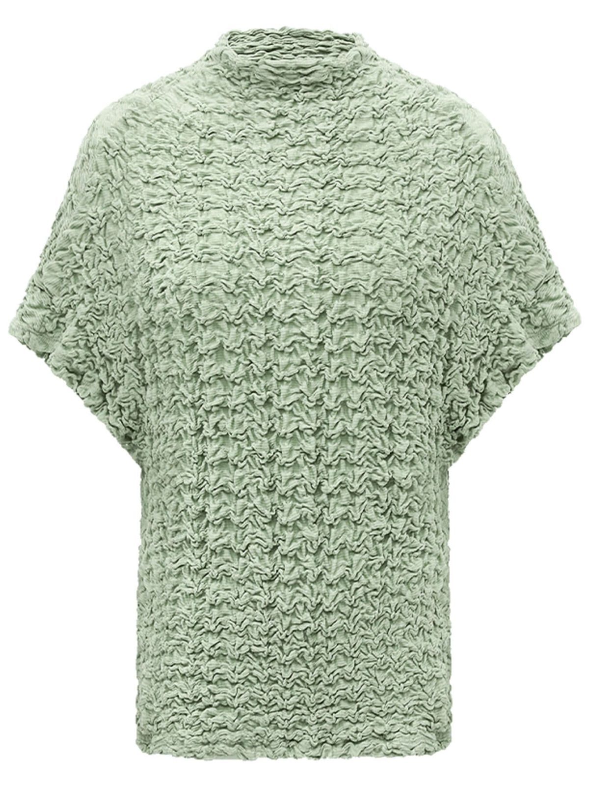Textured Pleated Knit Batwing Top - Image 4
