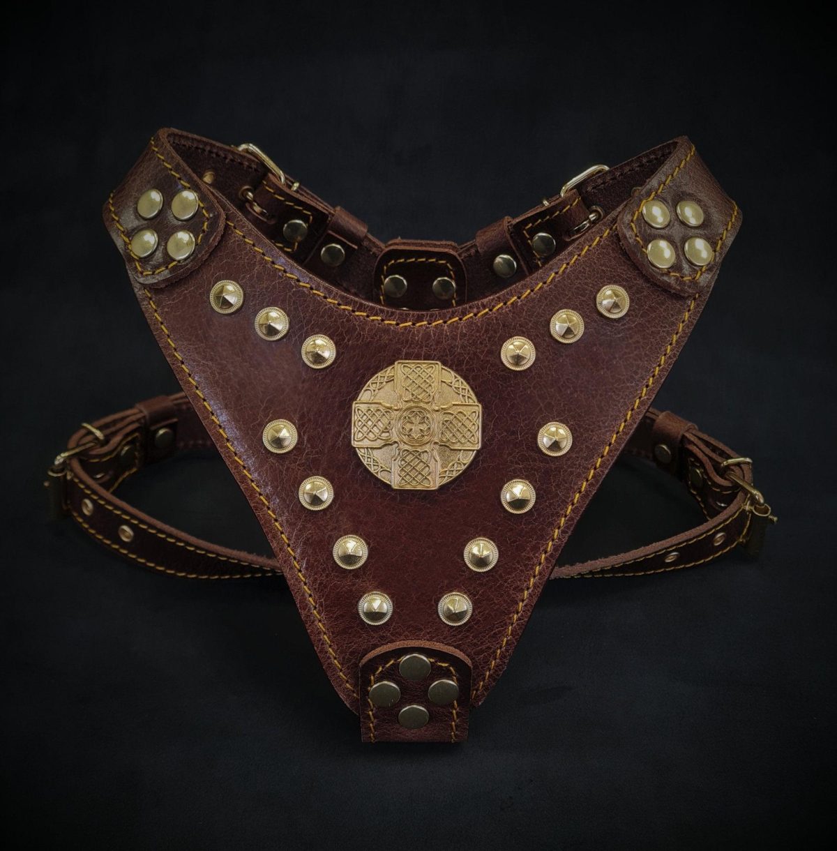 The ''Maximus'' harness Brown & Gold Small to Medium Size - Image 1