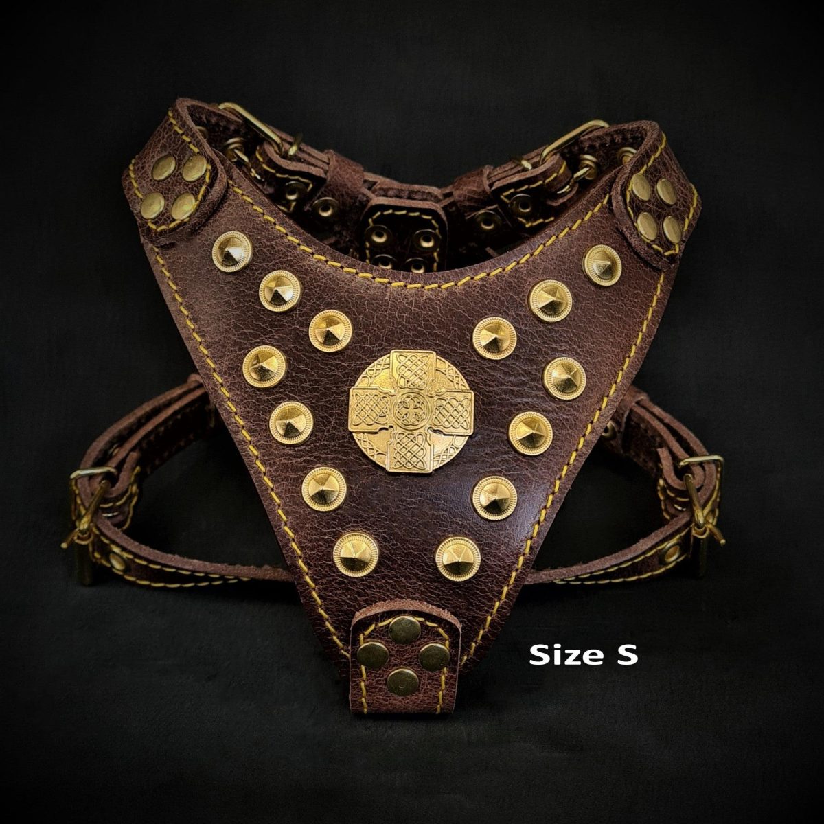 The ''Maximus'' harness Brown & Gold Small to Medium Size - Image 2