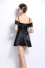 Three Dimensional Bow Spaghetti Strap Bodice Off Shoulder Dress - Image 4
