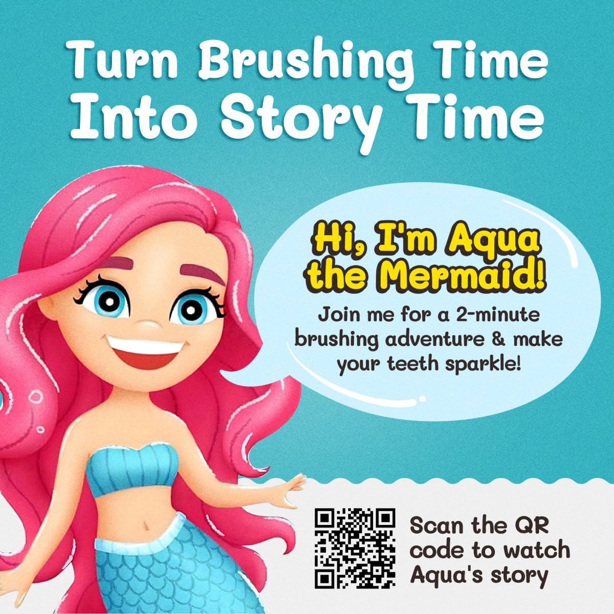 Aqua the Mermaid Toothbrush for Kids With Toy Fun - Image 3