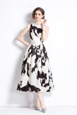 Vibrant Abstract Fitted Waist A Line Dress - Image 2